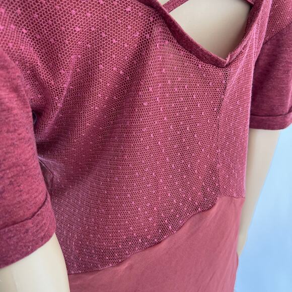 Miss Me MEDIUM Rustic Red Studded Southwestern Sheer Mesh Back Tee Shirt - Picture 6 of 9